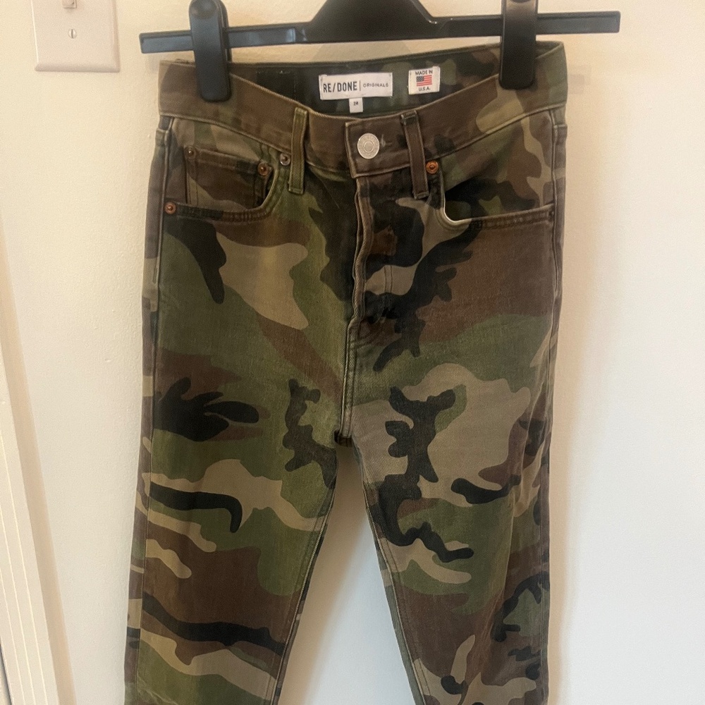 Re/Done High Rise Camouflage Denim Pants size 24